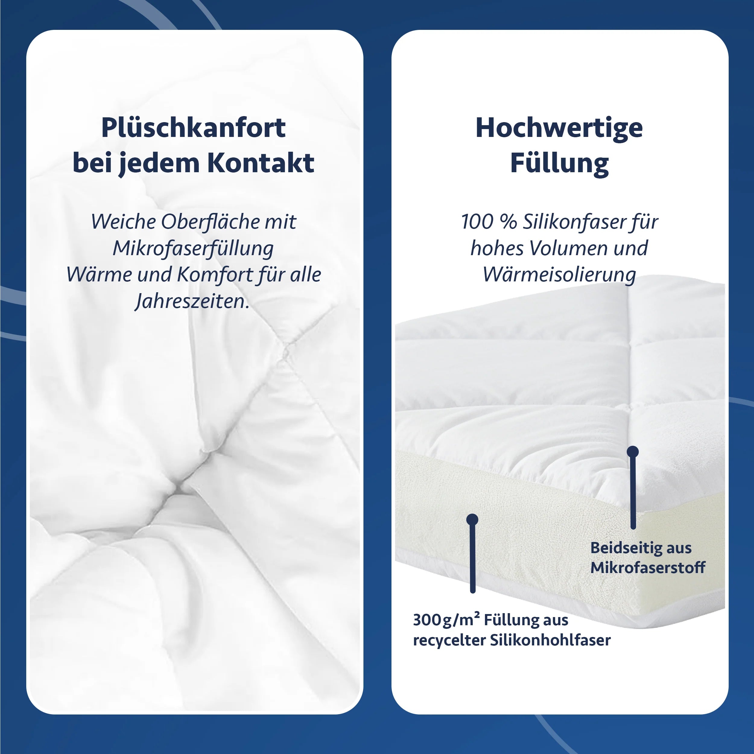 Premium Steppdecke – 4-Jahreszeiten, Doppelseitig, Hypoallergen