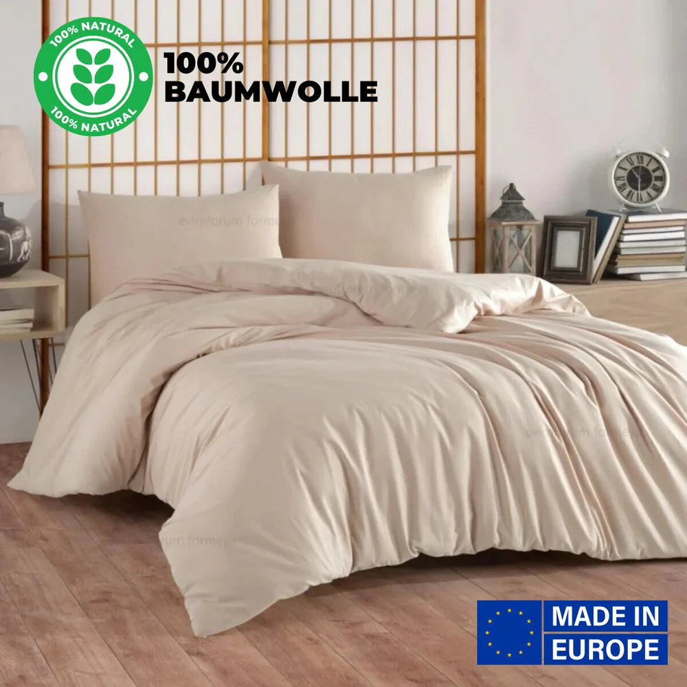 Premium Bettwäsche Set aus 100% Baumwolle Renforcé (Naturfaser) & Kissenbezug