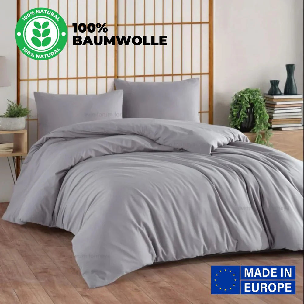 Premium Bettwäsche Set aus 100% Baumwolle Renforcé (Naturfaser) & Kissenbezug